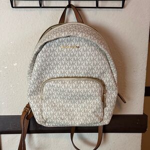 Michael Kors Cream and Brown Monogram Backpack